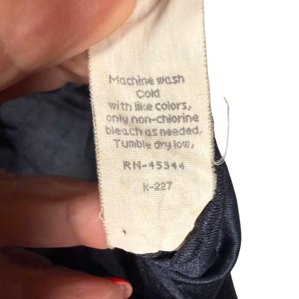 Vintage Bali Black Midi Slip Dress Stretch Strappy Scalloped Goth - Size Large - Picture 9 of 9